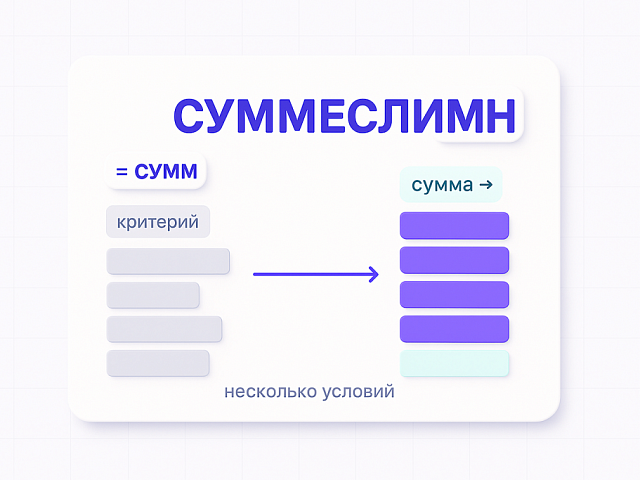 Как суммировать по нескольким условиям в Excel (СУММЕСЛИМН)
