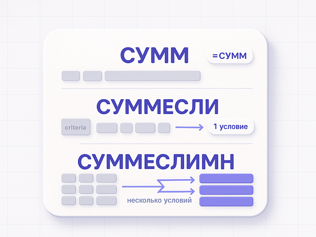 СУММ, СУММЕСЛИ, СУММЕСЛИМН в Excel — что выбрать и когда
